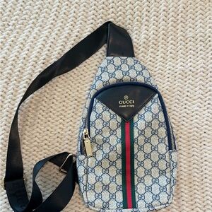 Monogram Blue and Black Belt Bag